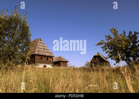 TARA National Park, Western Serbia - Abandoned and decaying log cabins Stock Photo