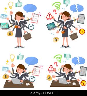 A set of women who perform multitasking in the office.There are things to do smoothly and a pattern that is in a panic.It's vector art so it's easy to Stock Vector