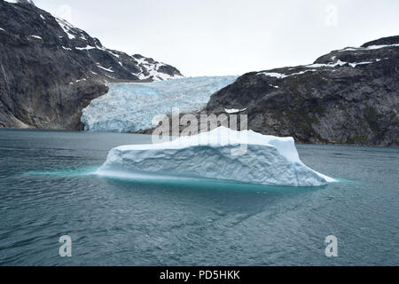 Iceberg and glacier, Prince Christian Sound, Greenland. July, 2018 Stock Photo