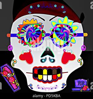 A 'Grateful Dead' take on Dia de los Muertos. Stock Photo