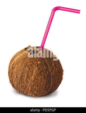 Coconut cocktail isolated on white background Stock Photo