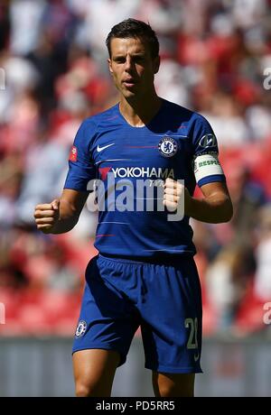 Cesar Azpilicueta of Chelsea during the FA Community Shield match between Chelsea and Manchester City at Wembley Stadium in London. 05 Aug 2018 Stock Photo