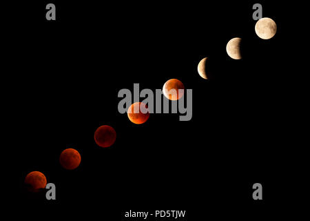 total Moon eclipse view from Italy on 27 July  2018 Stock Photo