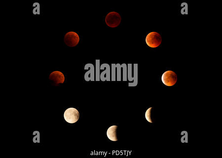 total Moon eclipse view from Italy on 27 July  2018 Stock Photo