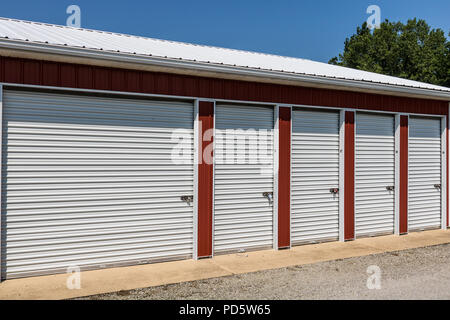 Numbered self storage and mini storage garage units Stock Photo