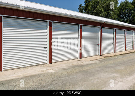 Numbered self storage and mini storage garage units Stock Photo