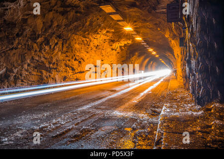 Light Trails through a Tunnel Stock Photo
