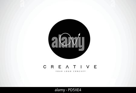 Creative white letter OV o v logo with leading lines and road concept ...