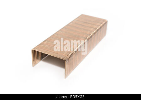 Packaging copper staples for cardboard boxes and industrial packings to securely transport over long distance Stock Photo