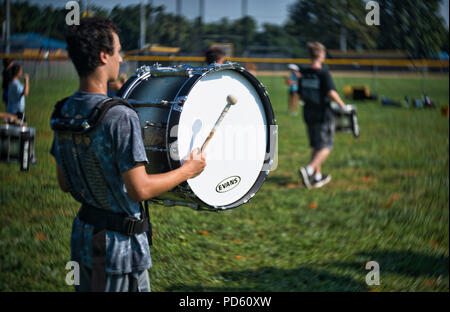 UNITED STATES: August 6, 2018: Members of the Loudoun County Marching Raiders work hard during a hot practice at the school on Monday. (Photo by Dougl Stock Photo