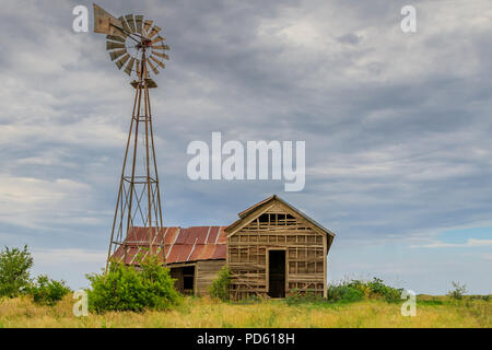 Ruins of a frontier farm house in central Oklahoma Stock Photo