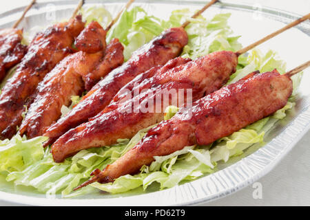 chinese chicken kebab skewers Stock Photo