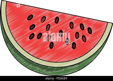 Watermelon sliced fruit scribble Stock Vector