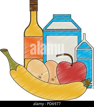 Healthy food on dish scribble Stock Vector