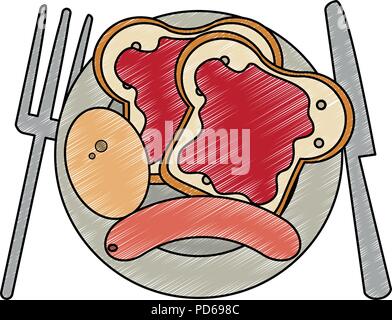 Delicious meat on dish scribble Stock Vector