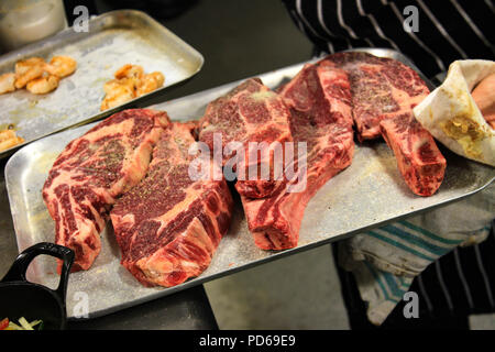 aged beef steak cut Stock Photo