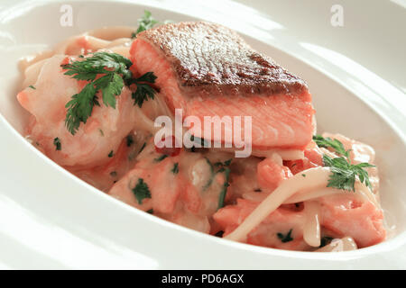plated fish meal Stock Photo