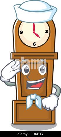 Sailor grandfather clock character cartoon Stock Vector