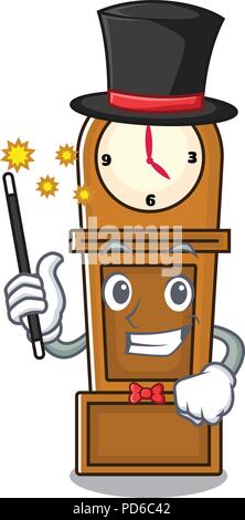 Magician grandfather clock mascot cartoon Stock Vector
