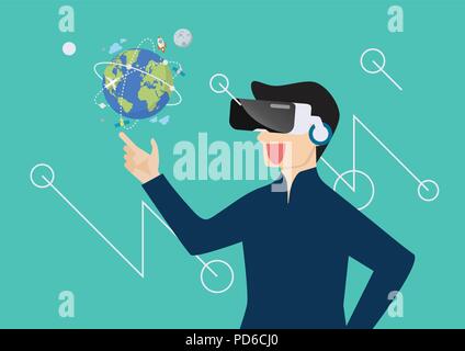 Man in virtual reality. vector illustration Stock Vector