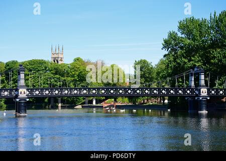 View of the Ferry Bridge also known as the Stapenhill Ferry Bridge and the River Trent, Burton upon Trent, Staffordshire, England, UK, Western Europe. Stock Photo