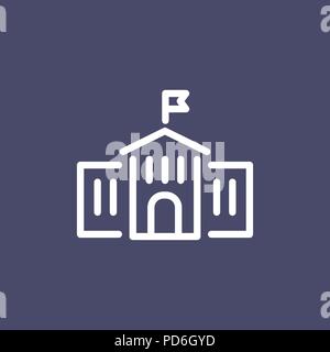 Shool building icon simple flat style outline illustration. Stock Vector
