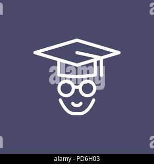 Graduated student icon simple flat style outline illustration. Stock Vector