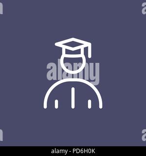 Graduated student icon simple flat style outline illustration. Stock Vector