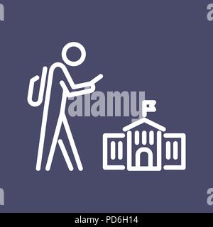 Back to school icon simple flat style outline illustration. Stock Vector