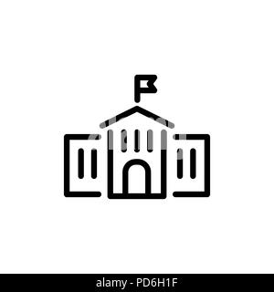 Shool building icon simple flat style outline illustration. Stock Vector