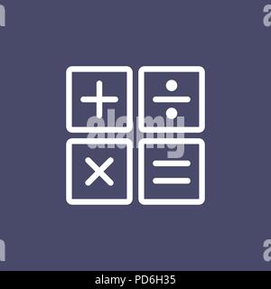 Calculator icon simple flat style outline illustration. Stock Vector