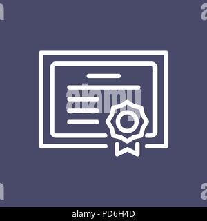 Graduation diploma icon simple flat style outline illustration. Stock Vector