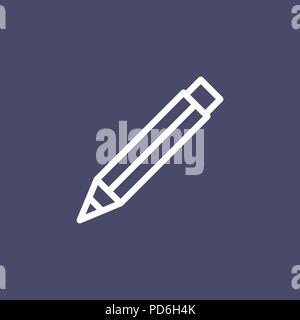 Pencil icon simple flat style outline illustration. Stock Vector