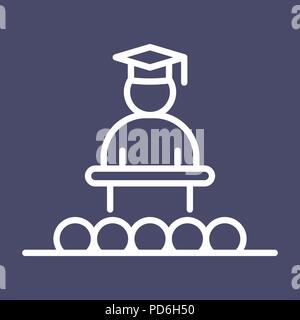 Graduated student icon simple flat style outline illustration. Stock Vector