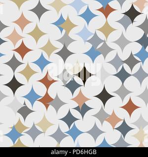 Abstract vector seamless retro tile pattern with geometric rouns retro colourful texture Stock Vector