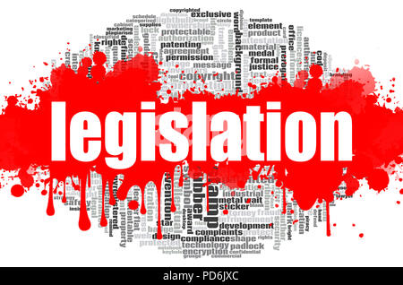 Legislation word cloud concept on white background, 3d rendering. Stock Photo