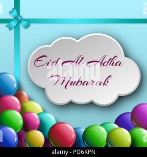 Eid al-Adha handwritten lettering with steer shape for eid Mubarak Celebration Background. Eid al adha mubarak means happy festival of sacrifices Stock Photo