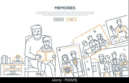 Memories - line design style banner Stock Vector