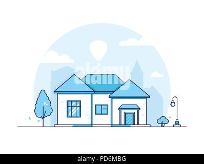Cottage - modern thin line design style vector illustration on white ...