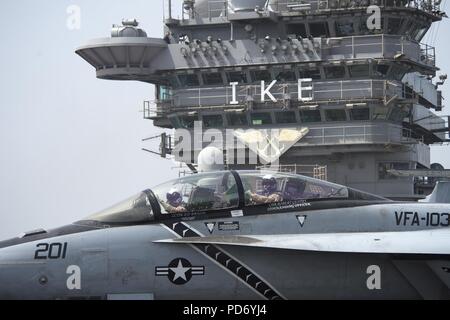 An F A-18F Super Hornet prepares to launch. (8653257612). Stock Photo