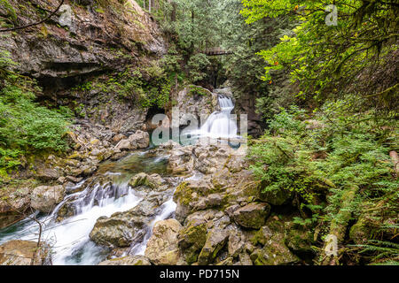 Twin Falls of Lynn Canyon Park Stock Photo