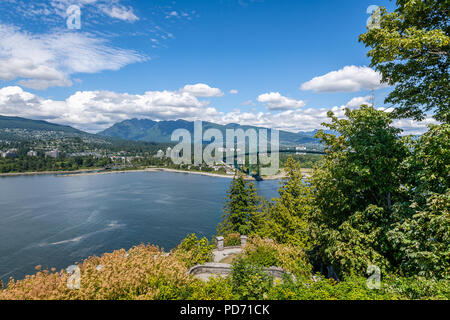 View of the Lions Gate Bridge from the Prospect Point Lookout Stock Photo