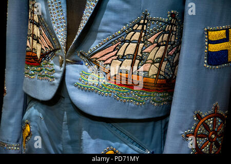 A closeup of a fancy sequined and embroidered suit at the Country Music Hall of Fame in Nashville, Tennessee, USA Stock Photo