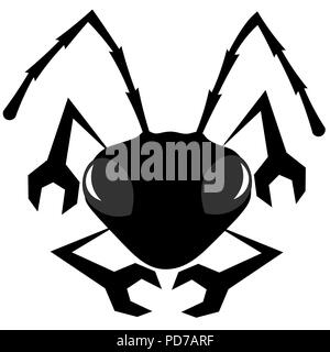 silhouette with paws in the form of a wrench an ant minimalist logo Stock Vector