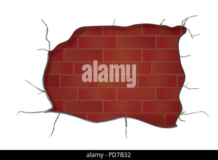 Red Exposed Brick in Wall Stock Photo