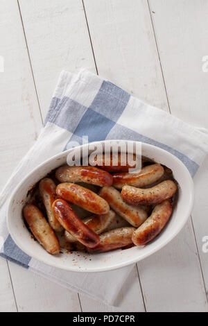 cooked british pork sausages Stock Photo