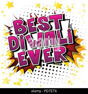 Best Diwali Ever - Comic book style word on abstract background. Stock Vector