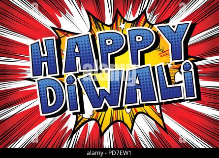 Happy Diwali - Comic book style word on abstract background. Stock Vector