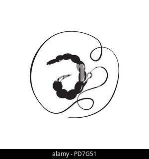Bait the bloodworms. Fishhook. Vector illustration. Simple icon Fishing tackle. Stock Vector