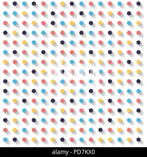 Abstract striped circles dots colorful and shadow on white background. Bullet Point 3d. Vector illustration Stock Vector